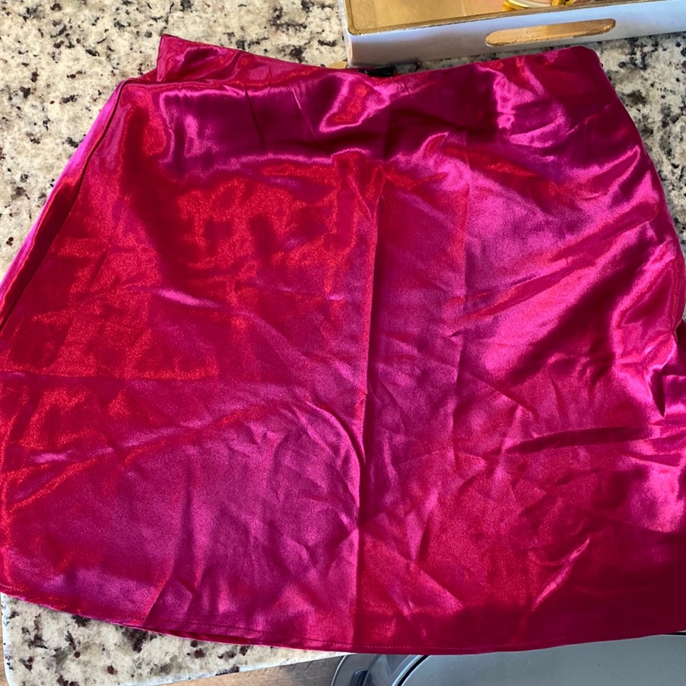 Never Worn Silk Fuchsia Forever 21 Mini Skirt